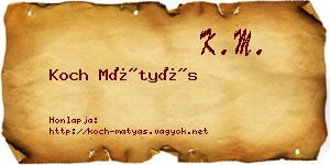 Koch Mátyás névjegykártya